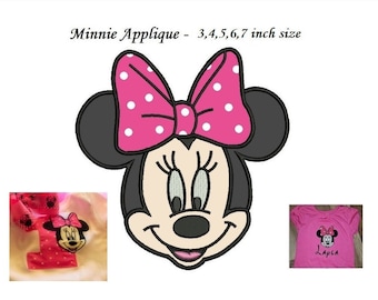 Minnie Mouse Applique Design - 3,4,5,6,7 inch size, Minnie Mouse Applique Machine Embroidery - INSTANT DOWNLOAD