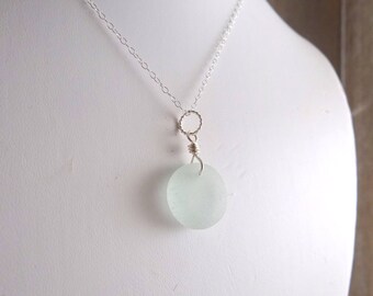 White circle of sea glass necklace