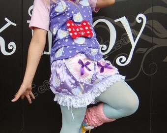 DREAMY Lullyby Love CAREBEARS Decora Satin Bloomer Pumpkin Shorts Lavender