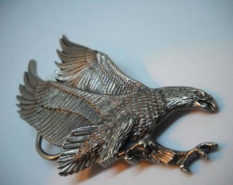 Vintage American Eagle Belt Buckle, Pewter Buckle, Great American Belt Buckle Company, Made in the USA, Bald Eagle, Bird Collector