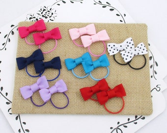 Toddler Hair Ties, 14 Small Bow Ties, Baby Bow Hair Ties, Lavender Red Pink Navy Bows, Tiny Hair Bows, Small Bow Hair Tie, Toddler Gift