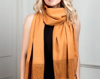 Rebozo - Mexican Wrap, Wedding Pashmina, Soft Scarf, Wedding Accessory - Woven Soft Cotton in Rich Gold, Mustard Yellow, Ochre, Burnt Yellow
