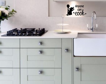 Disney Wall Decal,Ratatouille, Anyone can cook,Remy, Disney, Kitchen, Vinyl Decal, Wall Decal,Disney wall Decal, Laptop, Decal, Skin