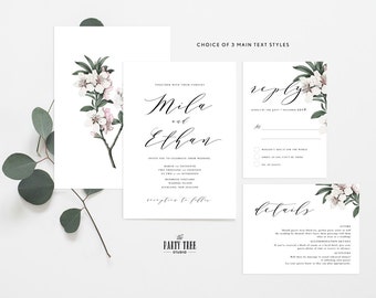 Wedding Invitation Printable , Vintage Floral Wedding Stationery Suite , Floral Wedding Invitation , Wedding RSVP , Printable Wedding Suite
