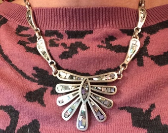 Vintage Mexican Abalone Necklace 950 silver