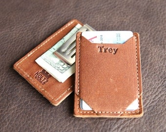 The Trey Personalized Money Clip Front Pocket Fine Leather Wallet - Moneyclip Wallets Clips - Card Wallet