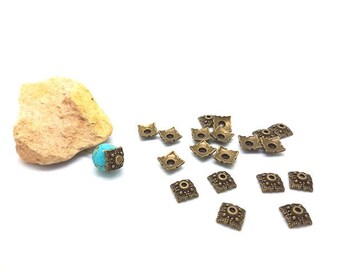10 bronze form cups caps square 10x10mm