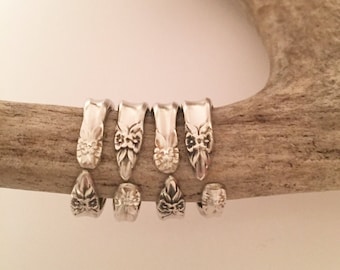 One Beautiful slim floral silverplate spoon ring