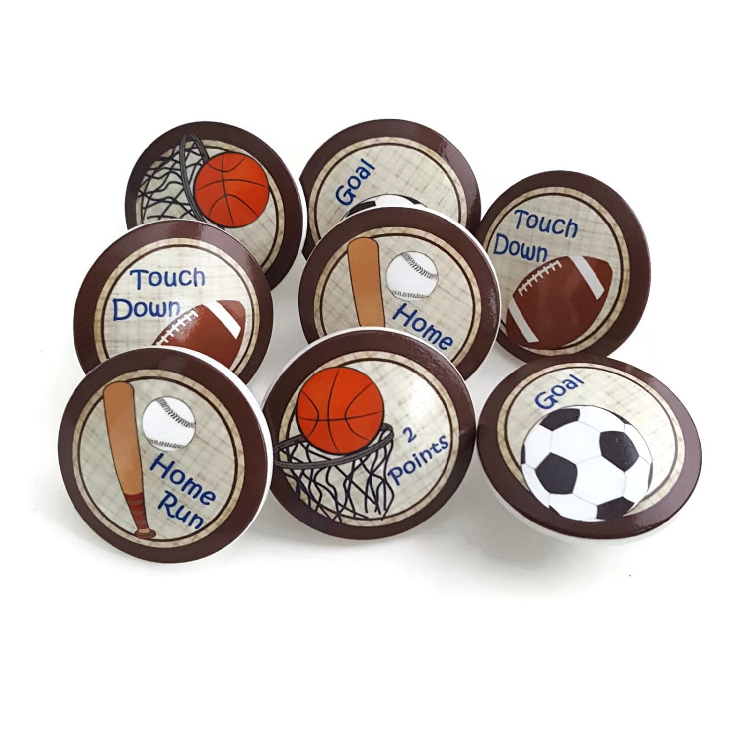 Set of 8 Sports Knobs