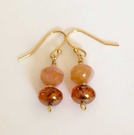 Orange Necklace Earring Set Orange Bead Necklace Set Peach