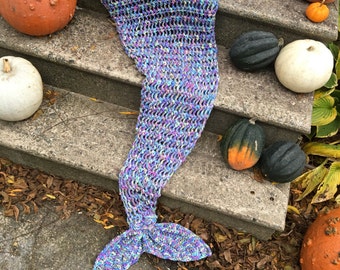 Mermaid Tail Blanket (Adult/Teen size). "Monet" Colored (ready to ship)