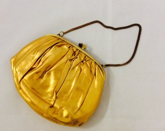Vintage Ingber Gold Lame Purse, 1940's Evening Clutch, 40's Handbags, Mirror and Coin Purse Party, Formal Affairs, Hollywood Glam, Prom