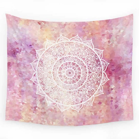 Pink Tapestry Mandala Tapestries Blush Tapestry Wall