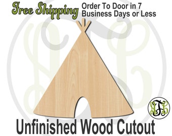 Teepee- 3" to 6" Minis- No. 170020- Small Wood Cutout, unfinished, unpainted, wood craft, laser cut, wooden blank, DIY, Free Shipping