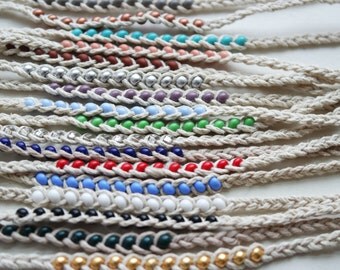 BEADED HEMP FRIENDSHIP Anklet - Tie On