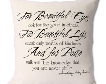 Audrey Hepburn quote cushion cover and pillow 46 x 46 cm gift for her