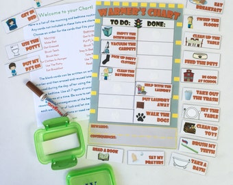 Construction Morning/Bedtime/Chore Chart, routine chart, personalized, laminated chart, printed chore chart, premade chart, custom chart