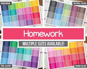 Homework Planner Stickers Headers - Erin Condren - Happy Planner Recollections - Neutral Headers (#20048, #21048, #22048, #23048)