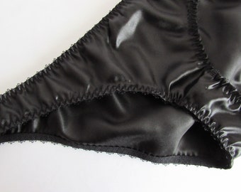 Silky Black Satin Panties for Men by Biscuit Couture. Custom order accepted! Bespoke. Sexy. Cute. Christmas. Valentines. Kinky. Unisex.