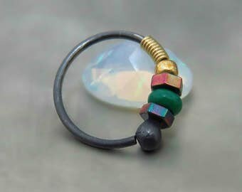 helix hoop earring // tragus piercing // black cartilage ring // helix piercing