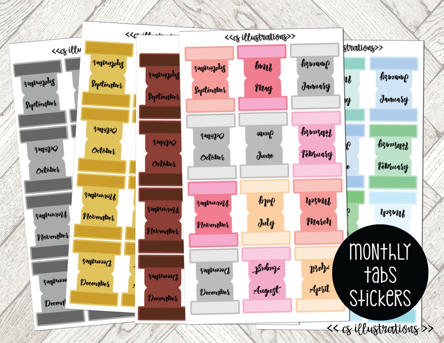 Monthly Tabs Planner Stickers Perfect for by CSiLLUSTRATiONS