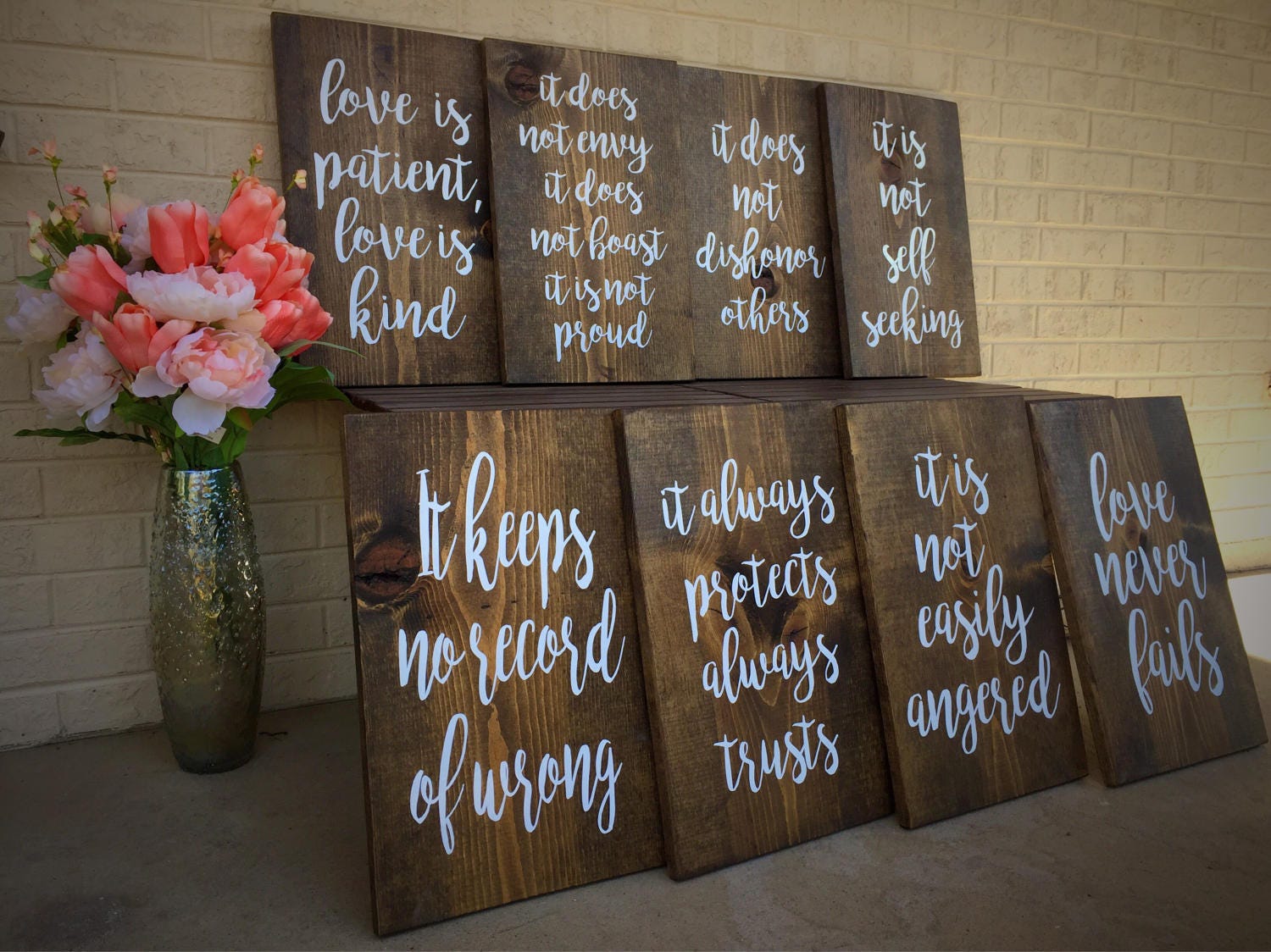 Love is Patient Love is Kind aisle signs Rustic Wedding