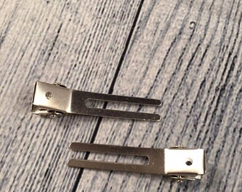 Set of 10 Double Prong Hair Clips, Hair Clips, No Teeth, DIY, 45MM, Alligator Clips