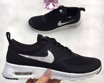 Swarovski Nike Shoes Air Max Thea Running Shoes Black Bling Nike Shoes