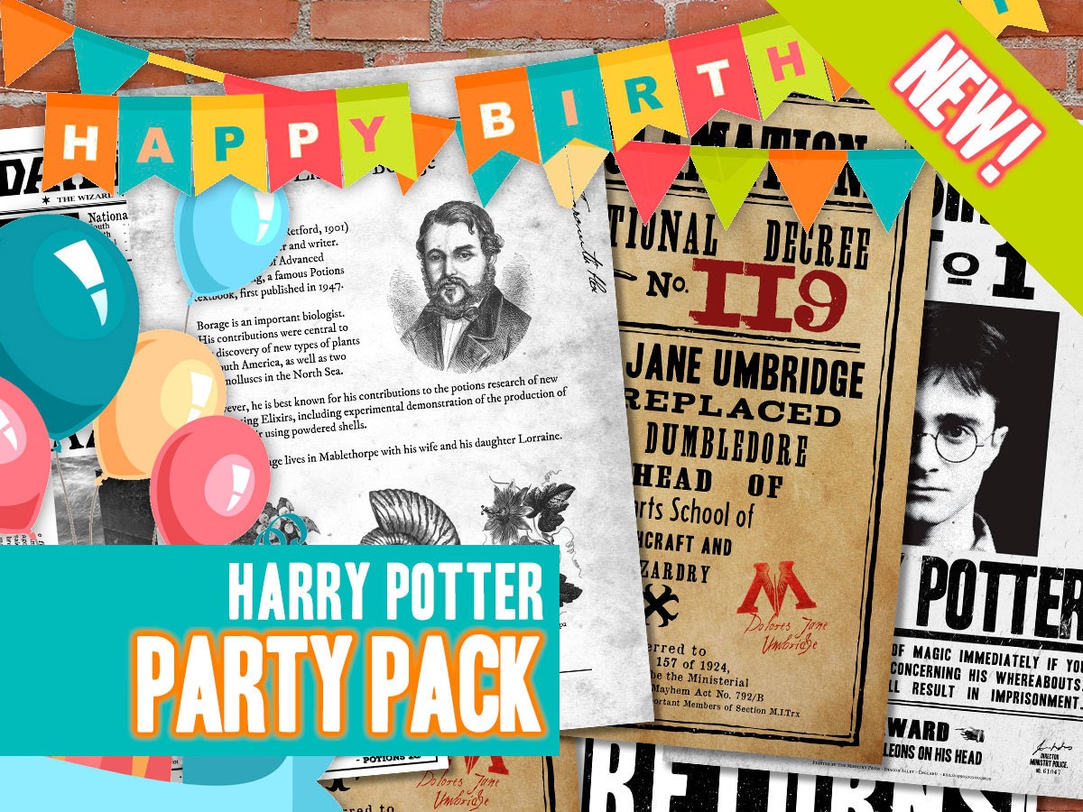 Printable Harry Potter Party Pack 29 Posters Harry Potter