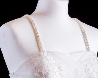 Pearl And Diamante Attachable Bridal Straps - Made To Measure - PAIGE