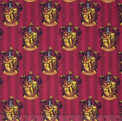 Harry Potter Fabric / Hogwarts / Gryffindor Red Digitally