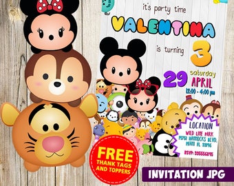 Tsum Tsum Invitation, Tsum Tsum Party, Tsum Tsum Birthday Invitation, Tsum Tsum Invitation, Tsum Tsum Theme Printables, Tsum Tsum