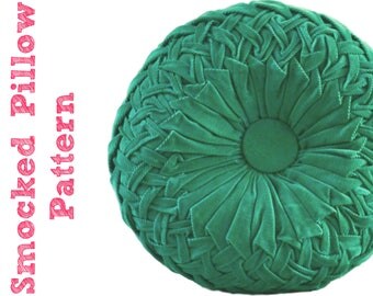 Round Smocked Pillow Pattern Mid Century Pillow PDF DOWNLOAD Throw Pillow Smocking Tutorial Corduroy Pillow 1950s Couch Pillow Pattern