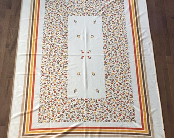 Vintage 1970's Floral Tulip Rectangular Table cloth
