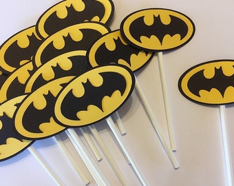 Batman Cupcake Topper --Batman Party Decor -- Batman Dessert Table -- Set of 12