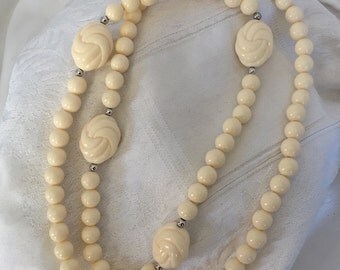 Ivory Lucite Asian Inspired Vintage Necklace