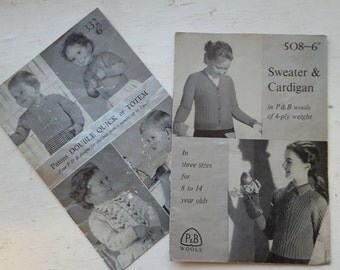 REDUCED IN PRICE -Vintage Knitting Pattern / P&B 508/332
