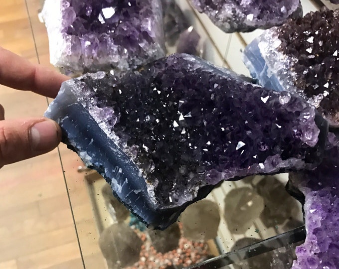 Black Amethyst Geode Cluster from Brazil 5 LBS- 7 Inches tall X 5 Inches Wide Healing Crystals / Amethyst Crystal / Crystals / Chakra Balanc