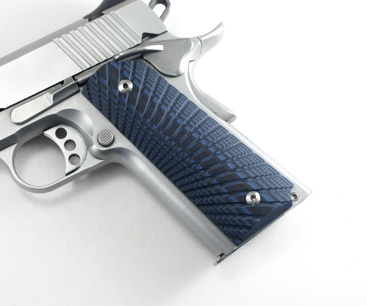 1911 Custom Made Pistol Grips Black/Blue G10 Full Size