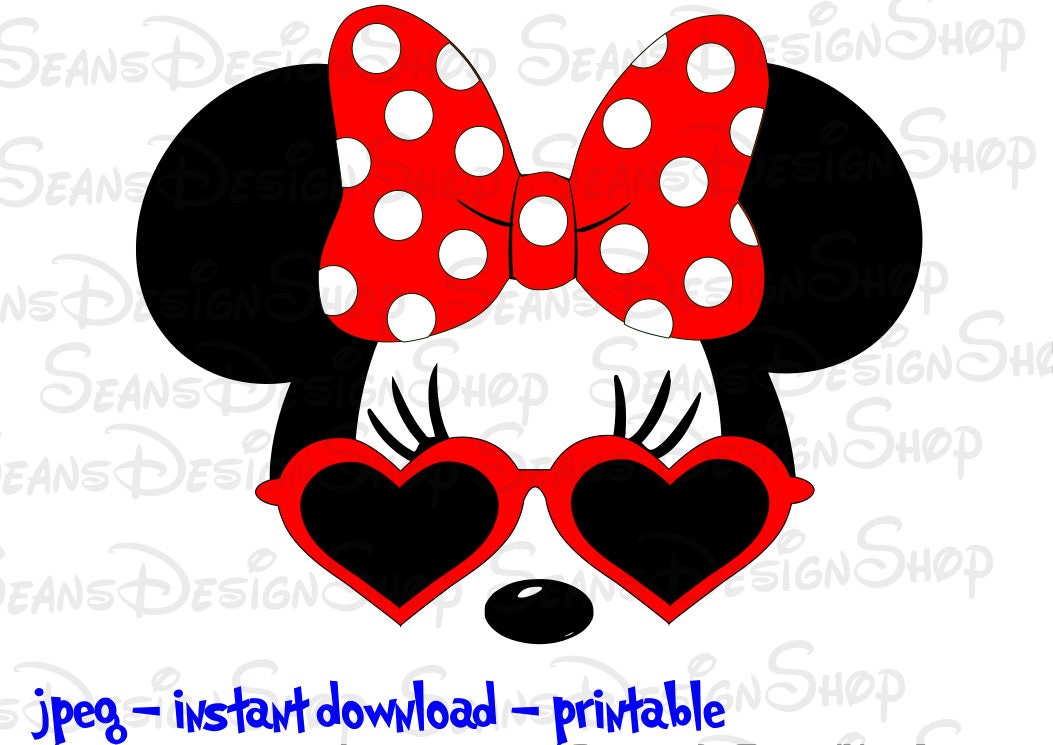 Instant Download -Digital File - Minnie Mouse with Heart Sunglasses ...