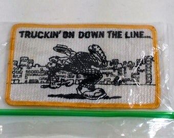 Patch/Applique Truckin' On Down The Line..."/5" By 3"/Free Shipping Within The Cont. USA