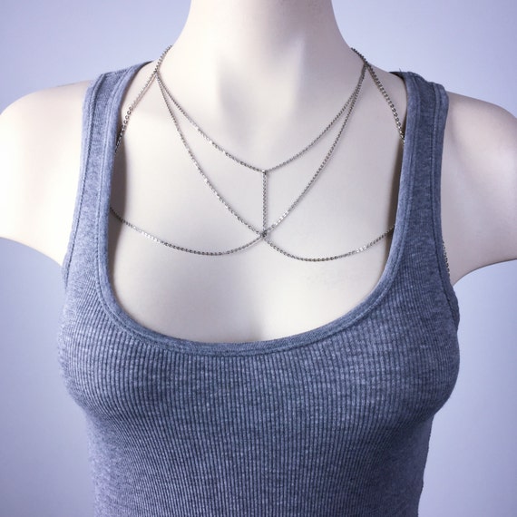 Chain bralette Bra chain Bra jewelry Chain lingerie