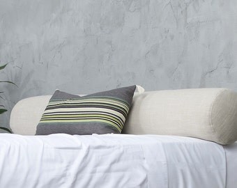 Long Bolster Pillow - feather bolster (58" to 74" long x 9" diameter). Great for Queen/King/Full/Twin beds, day-beds, sofas and body.