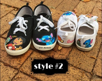 Sale Lilo and Stich themed hand painted shoes any size women, men, kids and toddler sizes