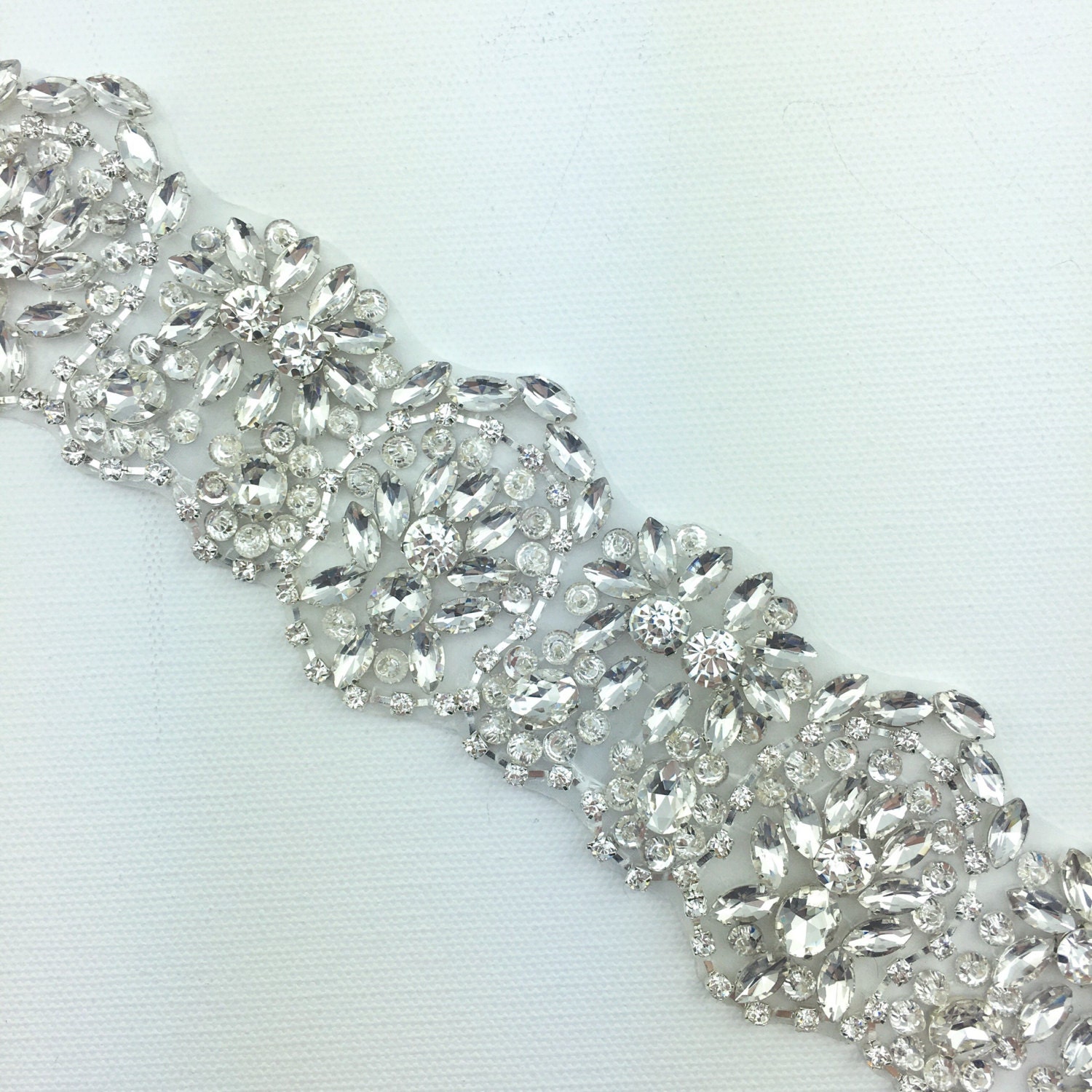 1 Yard Gold Crystal Rhinestone Applique Trim By The Yard Bridal Rhinestone Applique Patch Trimming Pearl