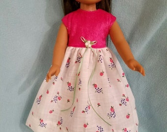 Dixie-crafted Apples & Berries Dress to fit 14.5" Dolls including those from the American Girl Doll Clothes Company
