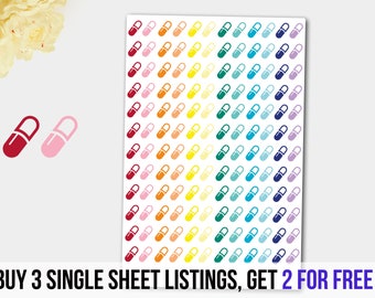Pill Stickers in Pastel Colors, Medicine Stickers, Medicine Reminder Planner Stickers, Pills Planner