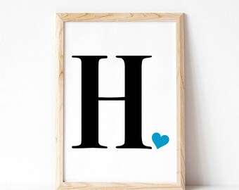 Letter H Wall Decor letter h name print | etsy Letter H Wall Decor letter h name print | etsy