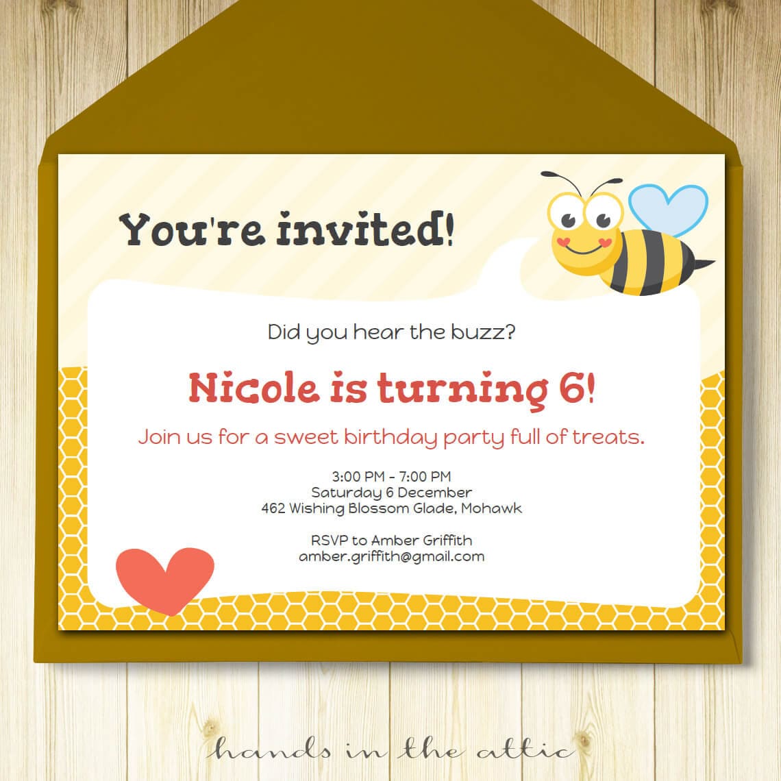 Bumble bee party invitation template editable invite