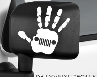 Jeep Wave Decal - Jeep Hand Decal Jeep Sticker - Jeep Decal - Jeep Wrangler Wave Car Truck Automotive Decal - Offroad Truck Decals Stickers